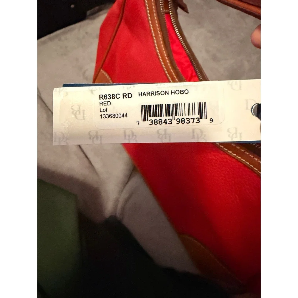 Dooney & Bourke Women Hobo Bag Red Pebbled Leather Harrison Zip Top Shoulder Bag